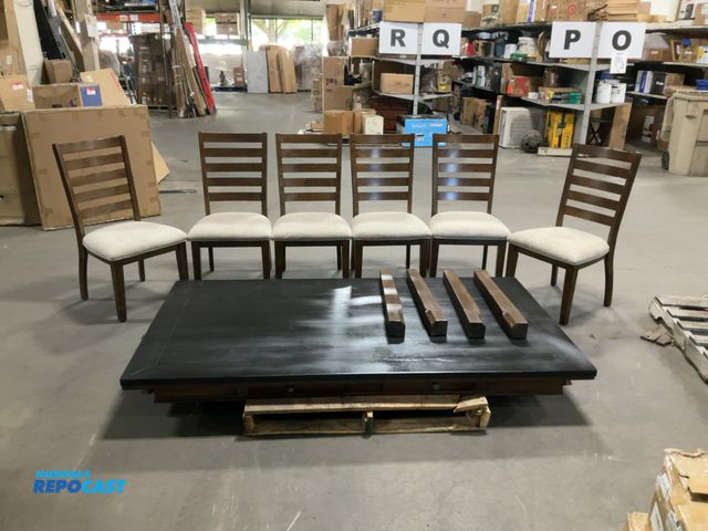 Lot 2-67490 - 42”x78” dining room table (has 6 drawers in table) with 6 (20”x18”x37.5”H) cushioned chairs
