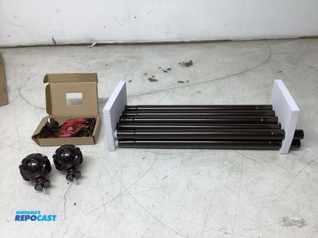 Lot 2-93555 - Kamanina brown adjustable heavy duty curtain rod for curtain