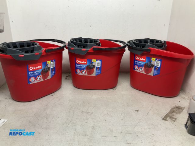 Lot 2-19266 - Set of 3 O-Cedar Quickwring Mop Buckets- Mops NOT Included