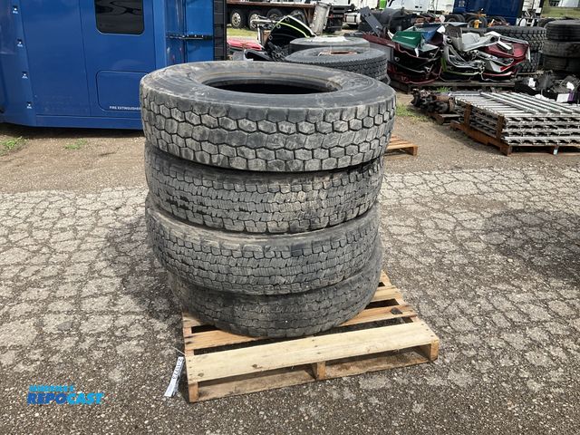 Lot 2-11773 - (4) recap 11R22.5 semi tires, used