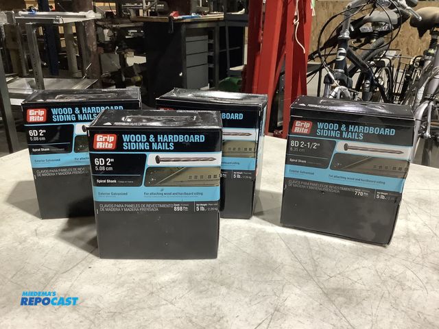 Lot 2-39473 - (3) 5lb Boxes of Grip Rite 6d 2” Exterior Galvanized Spiral Shank Wood/Hardboard Siding Nails, (1) 5...