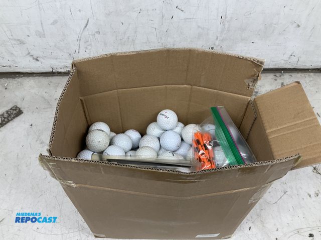 Lot 2-27536 - Box of 15 dozen + new and shag balls, no cuts, tees, and a duvet tool