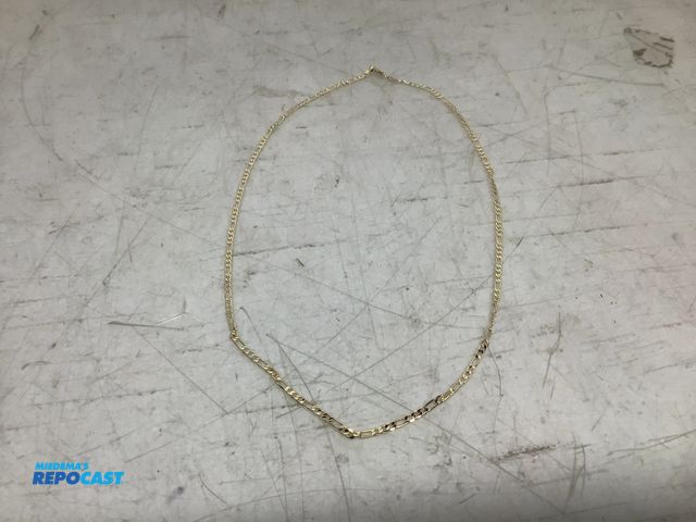 Lot 2-75518 - New Thin yellow gold figaro chain (alternating elongated and small circular links) necklace