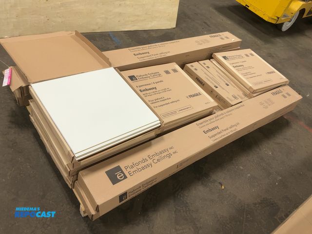 Lot 2-23371 - Skid of New Embassy Suspended Panel Ceiling Components, includes (5) Boxes of Grid Pieces, (5) Boxes...