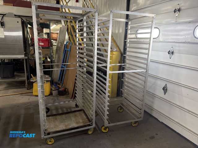 Lot 2-23866 - Lot of (3) 29” x 69.5” x 19” aluminum bread racks