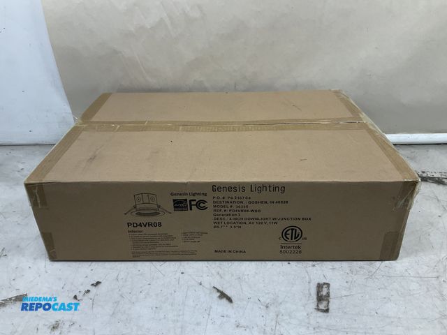 Lot 2-27757 - Genesis lighting 36335 4 inch white LED recessed down light with junction box, 120V