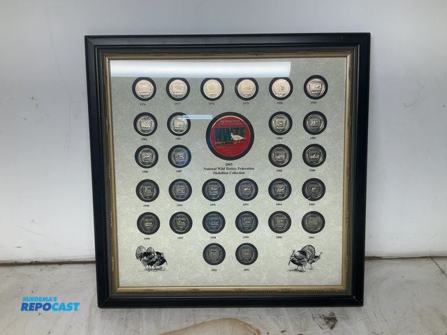 Lot 2-53649 - 2003 National Wild Turkey Federation Framed Medallion Collection, 23.25” x 23.25”(DOBSON)