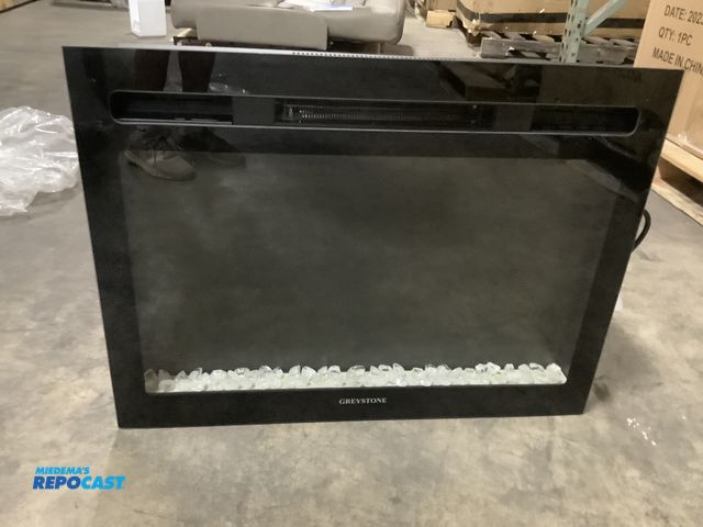 Lot 2-99035 - Greystone 26” Modern 4-level LED Crystal Flame Built-In Black Electric Fireplace model #F2026A