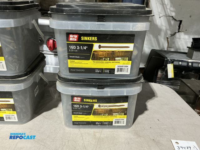 Lot 2-39449 - 2 New Grip Rite  16D 3-1/4” coated sinkers 10lb per container