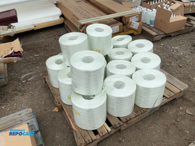 Lot 2-69467 - Skid lot of rolls of plastic white fiber rope