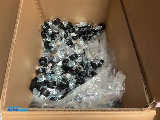 Lot 2-22018 - (160) New 3"x1.25" Polyolefin Swivel Casters, 2-1/2"x3-5/8" top plate, 270 lb capacity