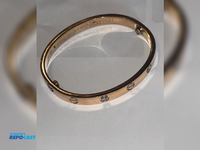 Lot 2-10211 - Gold Plated Screw Motif Bangle Bracelet With Crystals