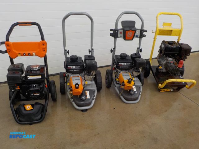 Lot 2-23627 - (4) power washers - all run, weak pumps, (1) Generac 212cc, (2) Husqvarna Briggs &amp; Stratton 208c...