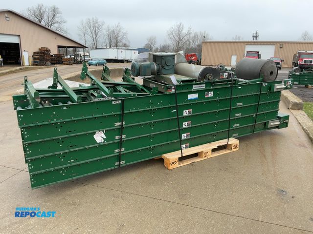 Lot 2-33067 - Siemens Dematic Belt Over Roller Conveyor with End Roller and Drive Bed, approx 60’ long overall, ap...