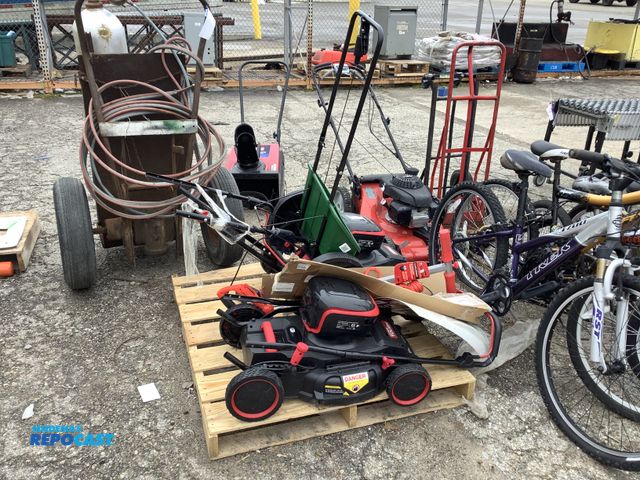 Lot 2-74158 - Skid Lot of (2) Hyper Tough Brushless Battery Powered Push Mowers, Scott’s AccuGreen 1000 22” Drop-S...