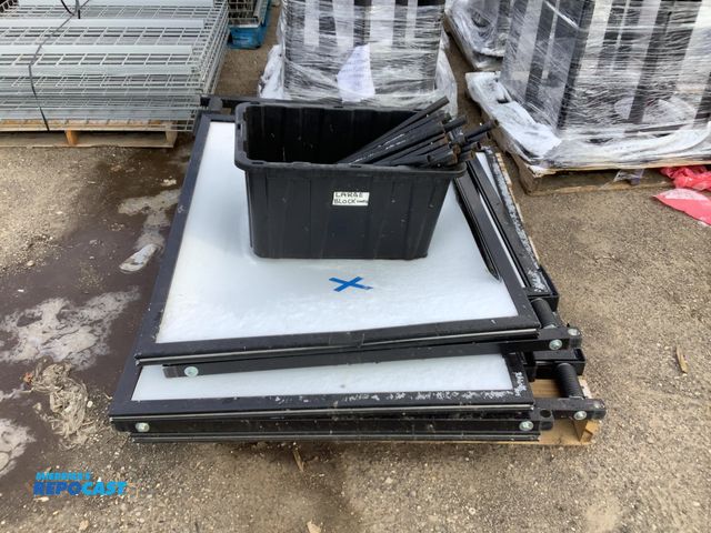 Lot 2-73394 - Skid Lot of Miscellaneous Metal Frame Panels and a Tote of Metal Pipes