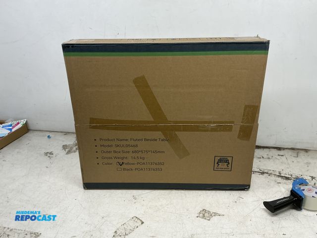 Lot 2-15003 - HOMMPA SKUL05468 Yellow Wood Electric Powered Fluted Beside Table