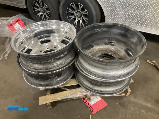 Lot 2-10023 - (4) 24.5 8.25 aluminum semi wheels, used