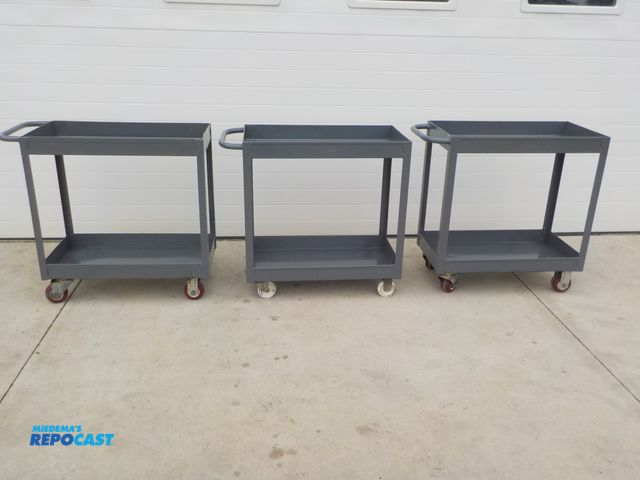 Lot 2-33898 - Lot of (3) Industrial Service Carts, Castors, 30'' x 16'' x 33'' Tall