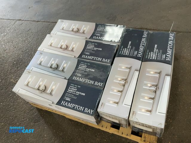 Lot 2-20547 - Lot of Hampton Bay Champlain Vanity Light Fixtures, Brushed Nickel Finish, Clear Glass Shades, inclu...
