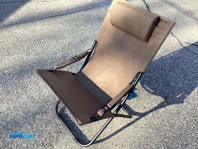 Lot 2-92928 - New Outdoor expressions Folding Hammock Chair with headrest. Adjustable sitting position. Tan