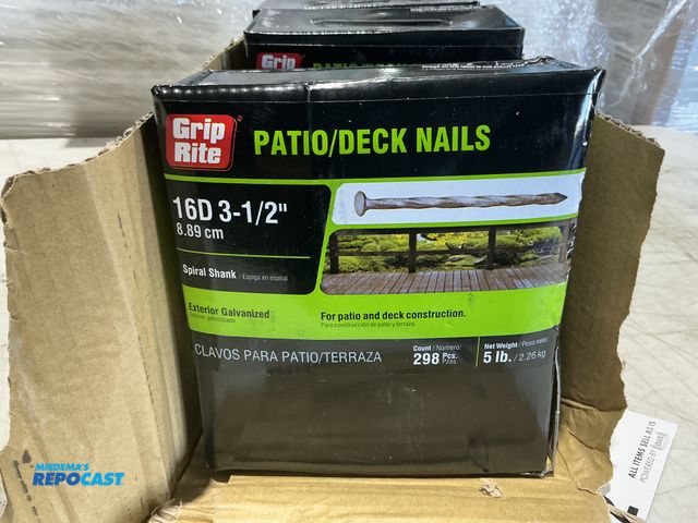 Lot 2-13832 - (4) Grip Rite patio deck nails 16D 3-1/2” exterior galvanized 5 pound boxes.