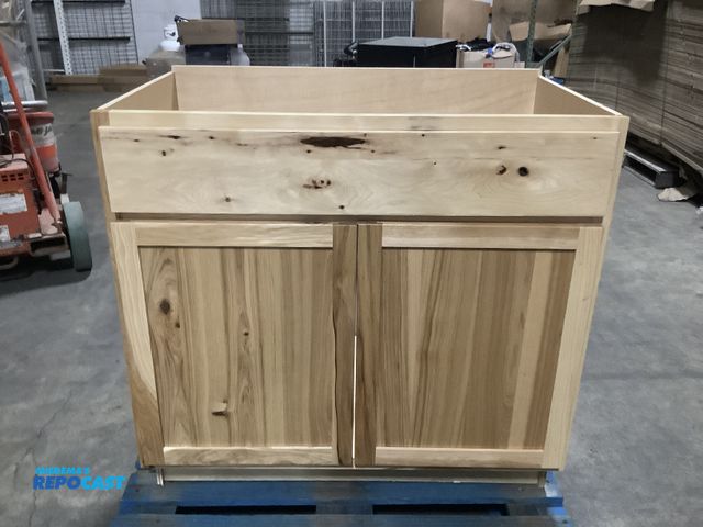 Lot 2-15753 - 36'' Hardwood Hickory Vanity Cabinet, no top 34.75''H x 36'' W x 21'' D Plywood sides not mdf