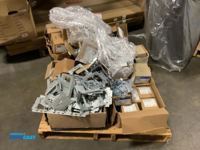 Lot 2-27128 - Skid lot of Electric Equipment including various lights/parts, couplings, frames, mounting plates, c...