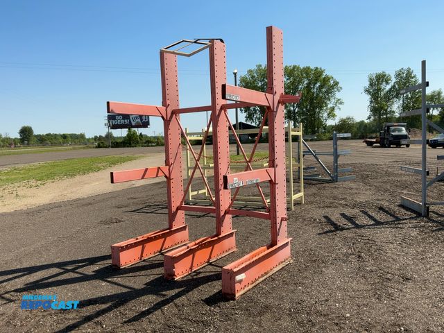 Lot 2-22841 - Metal 3-tier Cantilever Rack, arms stick out 42”, three uprights, approx. 79”x57”x10’ tall