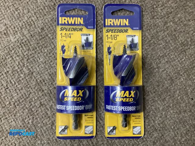 Lot 2-77652 - New 2 New Irwin Max Speed Speedbors. 1-1/8” and 1-1/4”, 4” total length. Speed tip Tri-flute bits. S...