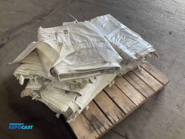 Lot 2-33657 - (13) 7’ x 30’ white vinyl tent slides with clear windows, used