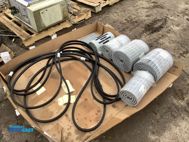 Lot 2-65780 - (5) rolls of M2520 grip top polypropylene gray ultra pattern belts, and (4) black HI-POWER IV BELTS