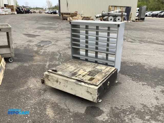 Lot 2-35034 - Sacco storage rack with multiple small compartments approx. 38”x13”x37” and a resistance welding ele...