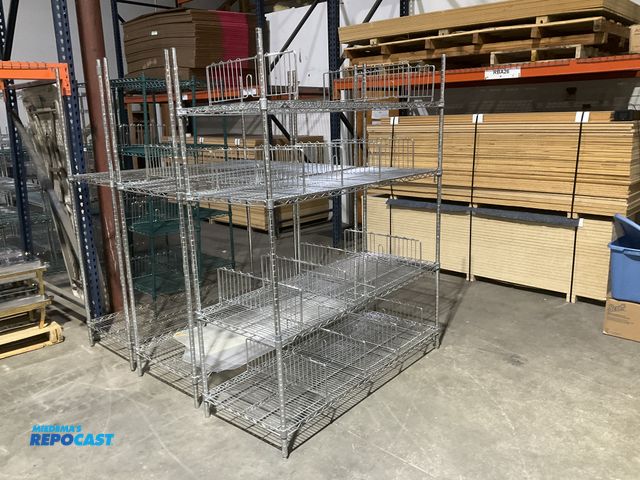 Lot 2-55103 - Lot of (3) 60” width x 72” height x 24” depth wire racks with a total of (8) adjustable height wire ...