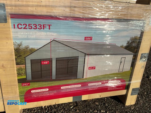 Lot 2-41942 - New SDLANCH 25’ x 33’ Double Garage Metal Shed, Model SDLC2533FT, 292” Wide x 386.6” Long x 148” Tal...