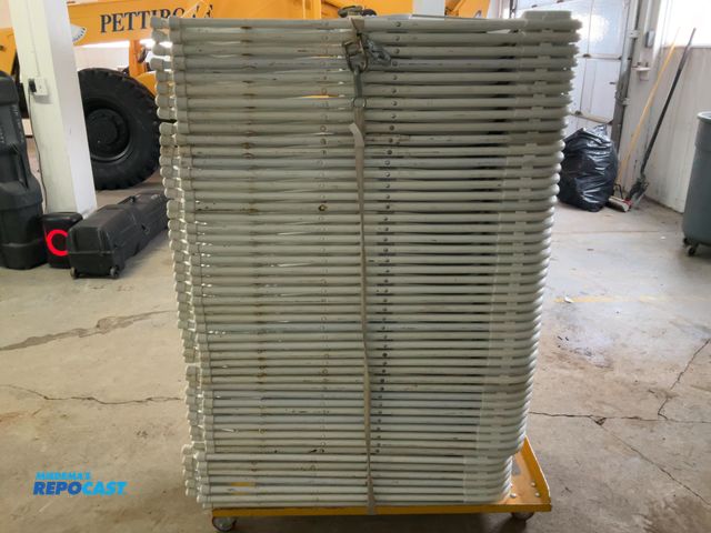 Lot 2-60741 - 50 Metal Folding Chairs W/ metal rolling rack