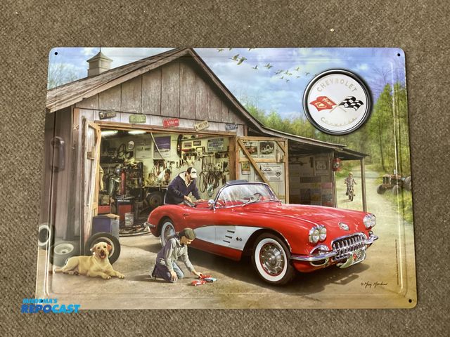 Lot 2-69886 - New metal sign. Chevrolet Corvette Measures approximately 12” X 17” and has holes in each corner for...