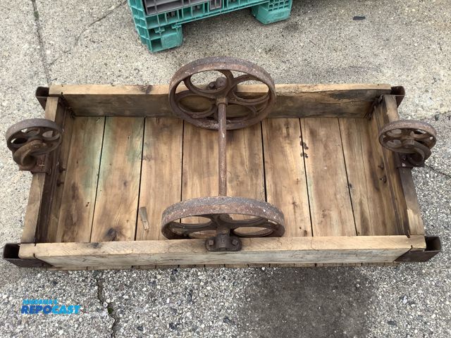 Lot 2-33795 - wooden industrial cart.