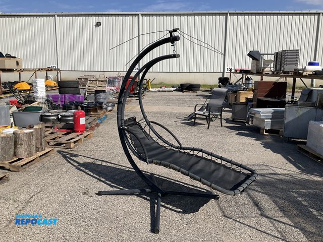 Lot 2-93242 - Black Banana Swing Chair missing above umbrella