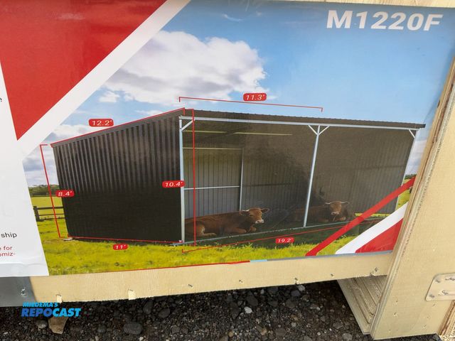 Lot 2-20132 - New SDLANCH SDLGM1220F Galvanized Metal Livestock Shed, 19.2’x11’x10.4’ tall, Welding Required, come...