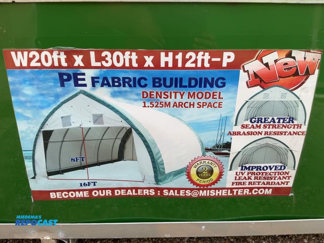 Lot 2-21274 - New Suihe 20’x30’x12’ Tall PE Fabric Shelter Building, Galvanized Steel Tube Frame, 8’ tall x 16’ wi...