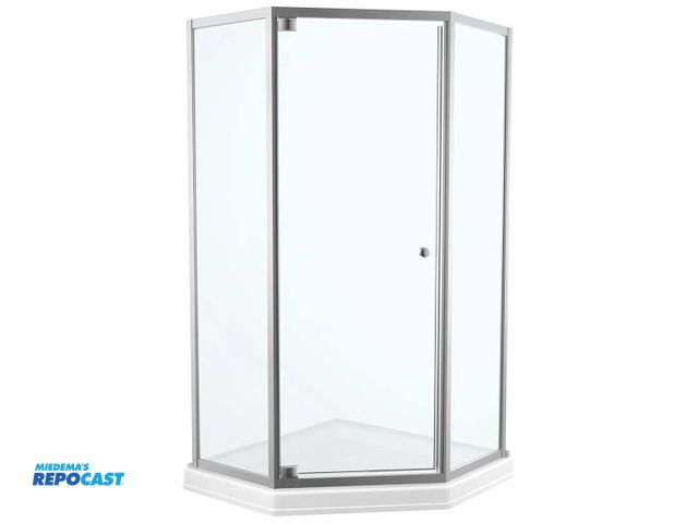 Lot 2-95950 - Delta 38 in. W x 74 in. H Neo-Angle Pivot Framed Corner Shower Enclosure in Chrome with Clear Glass