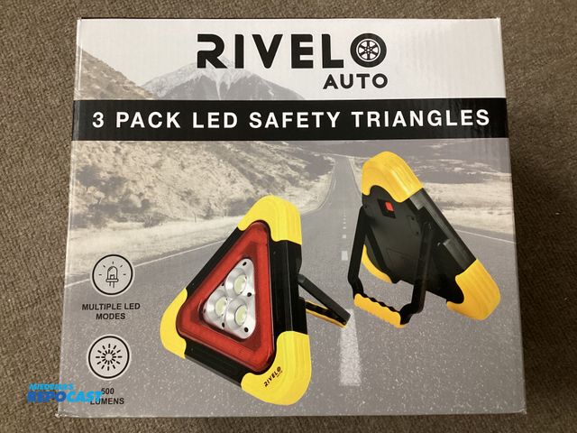 Lot 2-10021 - New New 3-pack RIVEL AUTO LED Safety Triangles. Each one measures 11“ x 10“ x 2“. Durable ABS housin...