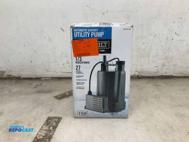 Lot 2-62980 - everbilt automatic shut off utility pump 1/3 Hp