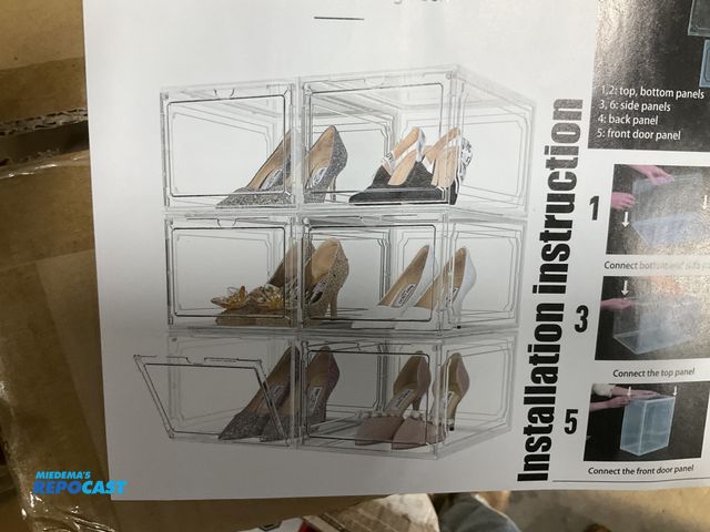 Lot 2-19803 - 2 Plastic Plastic Shoebox high tops shoe storage box