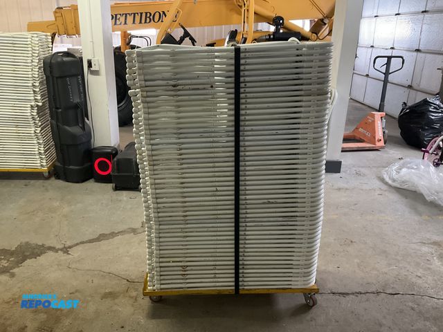 Lot 2-60748 - 50 Metal Folding Chairs W/ metal rolling rack