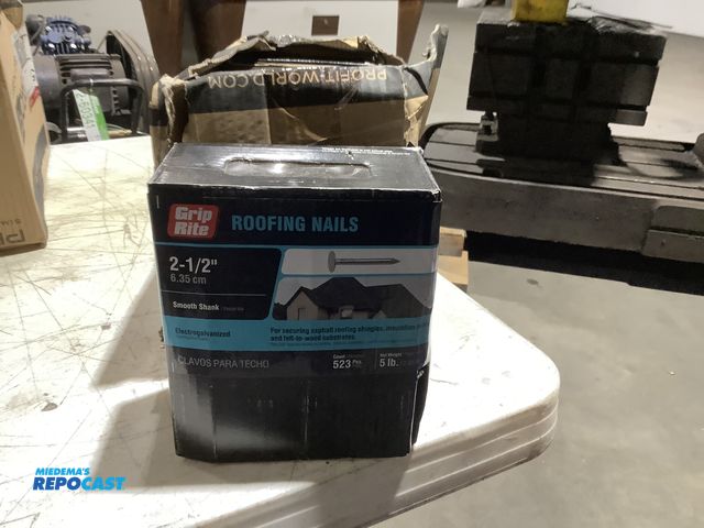Lot 2-39460 - (4) 5lb Boxes Of Grip Rite 2 1/2” Electrogalvanized Smooth Shank Roofing Nails.