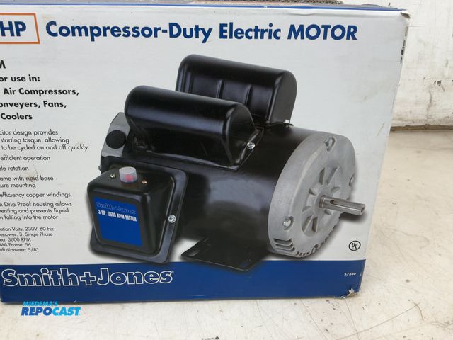 Lot 2-75517 - Smith and Jones 57340 3 HP Compressor duty electric motor