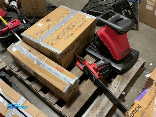 Lot 2-18736 - Lot of yard/lawn care tools. Includes a Powersmart robotic lawn mower, a Homelite electric chainsaw,...