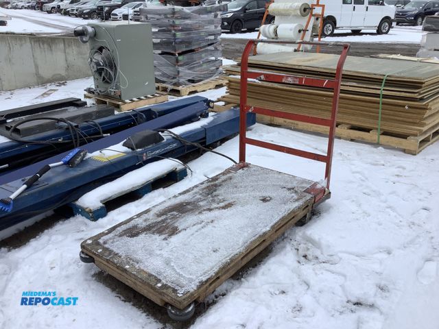 Lot 2-14673 - Wooden push cart with Metal handle bar